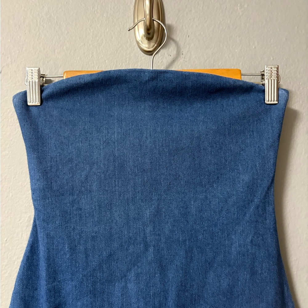 NWT Susana Monaco Stretch Denim Tube Dress in Light Denim. Size X-Small - Picture 6 of 8